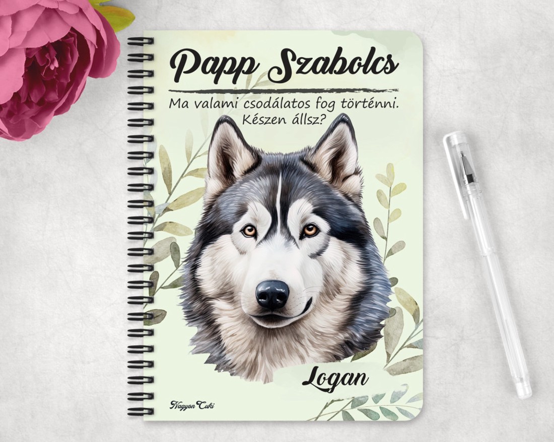 Személyre szabható - Husky portré mintás A6-os füzet - otthon & életmód - papír, írószer - jegyzetfüzet & napló - Meska.hu