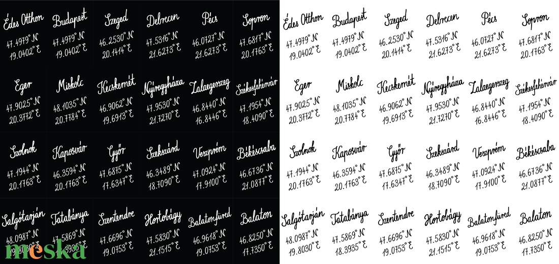 Magyar települések földrajzi koordinátái � nyomtatható poszter - otthon & életmód - dekoráció - kép & falikép - poszter - Meska.hu