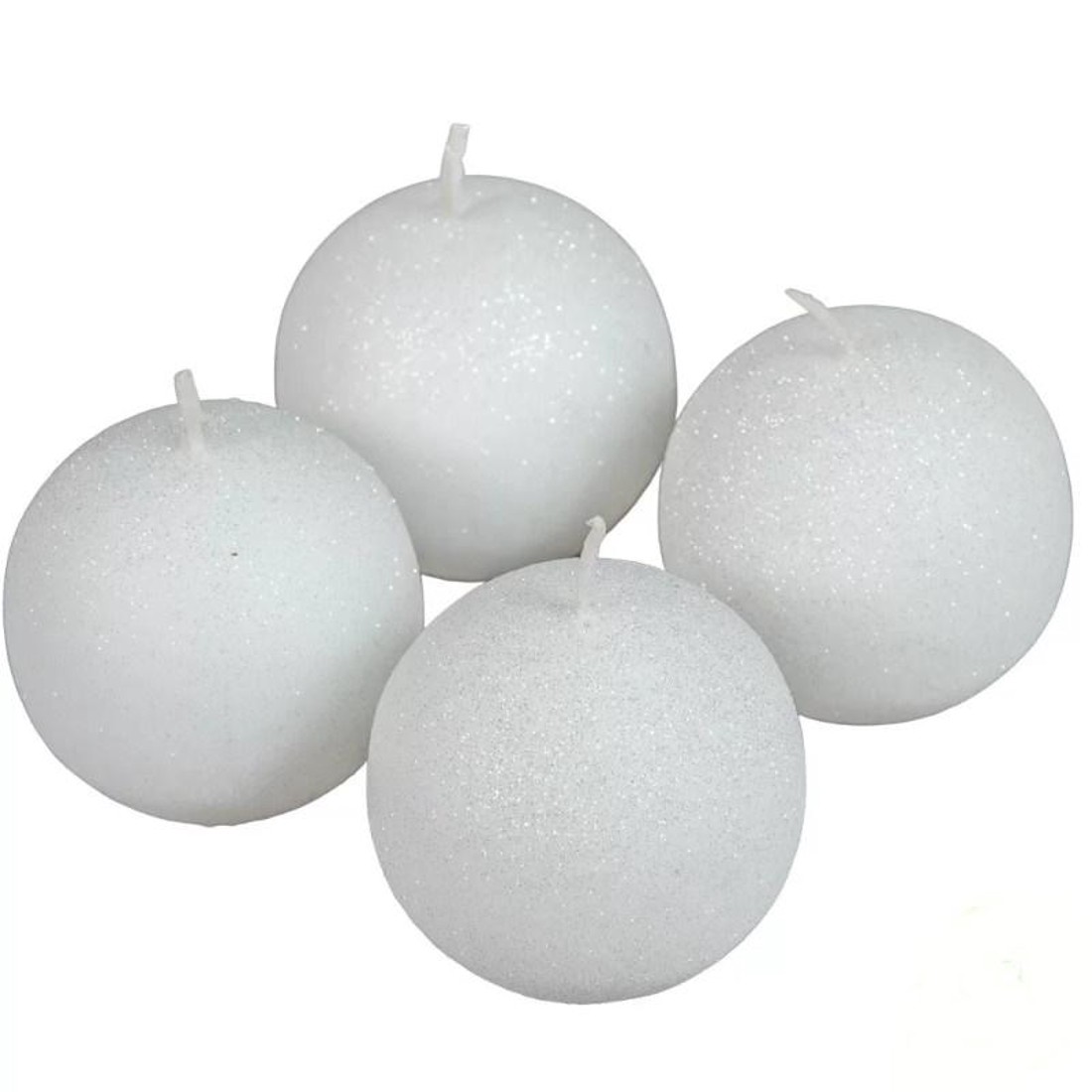 Bársony glitter gömb gyertya 60 mm - fehér szett - kellékek & szerszámok - dekorációs kellékek - dekorációs gyertya - Meska.hu