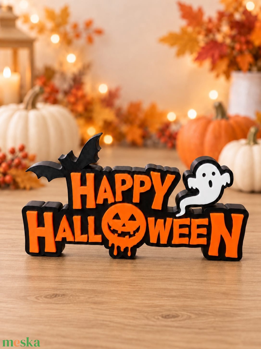 Happy Halloween feliratos dísz � őszi lakásdekoráció - otthon & életmód - dekoráció - halloween - halloweeni asztaldísz - Meska.hu