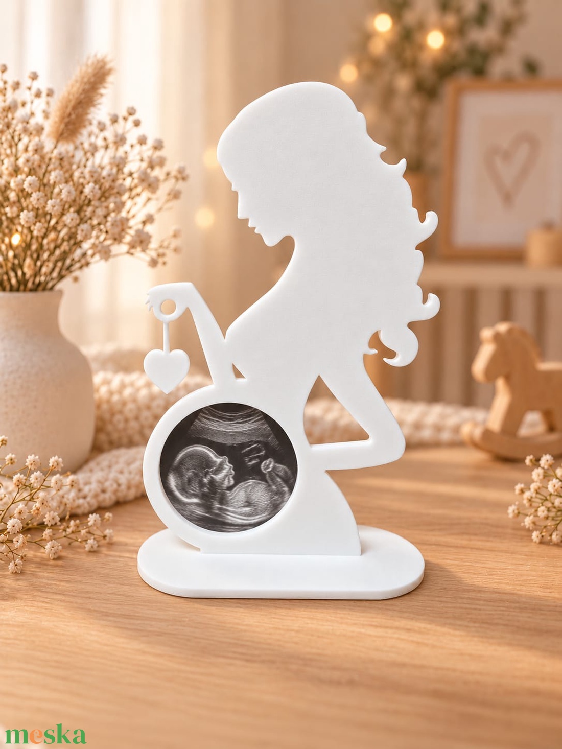 Kismama-sziluettes ultrahangképtartó - baba - mama - babaemlékek - baba emlékőrző - Meska.hu