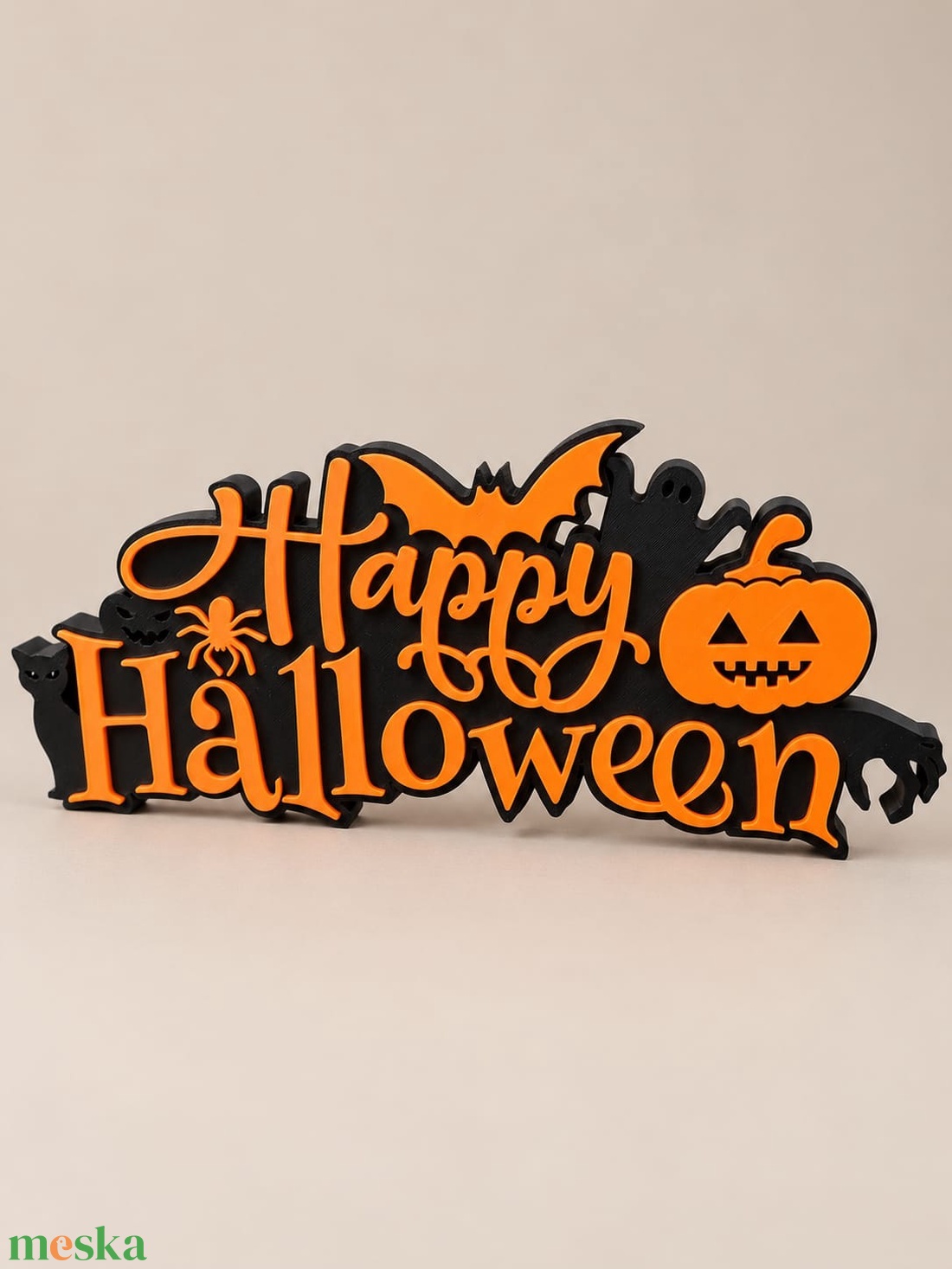 Happy Halloween 3D dekoráció � tökös, denevéres - otthon & életmód - dekoráció - halloween - halloweeni dekoráció - Meska.hu