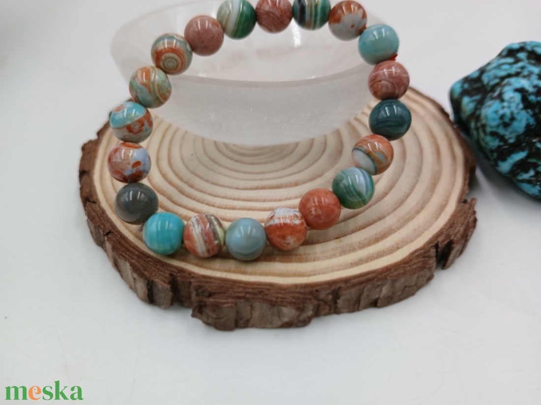 Mongóliai zöld achát, nyugalom köve - ékszer - karkötő - ásványkarkötő - Meska.hu