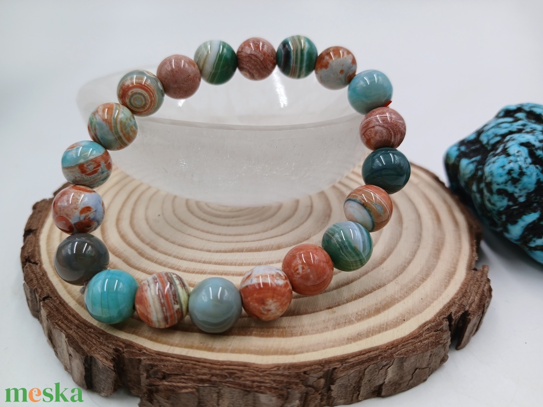 Mongóliai zöld achát, nyugalom köve - ékszer - karkötő - ásványkarkötő - Meska.hu