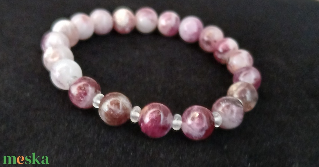 Lepidolit hegyikristállyal- a lélek csendes megtisztulasa s - ékszer - karkötő - ásványkarkötő - Meska.hu
