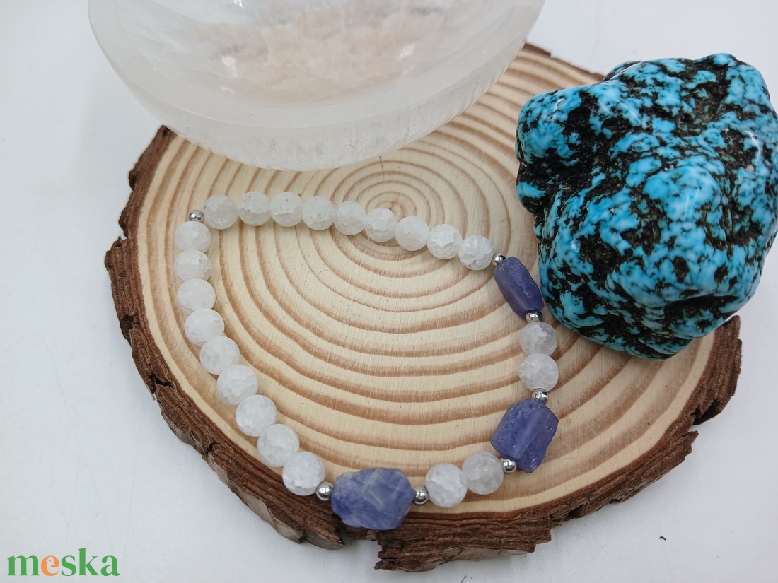 Tanzanit-Hegyikristály- a lelki tisztaság fénye - ékszer - karkötő - ásványkarkötő - Meska.hu