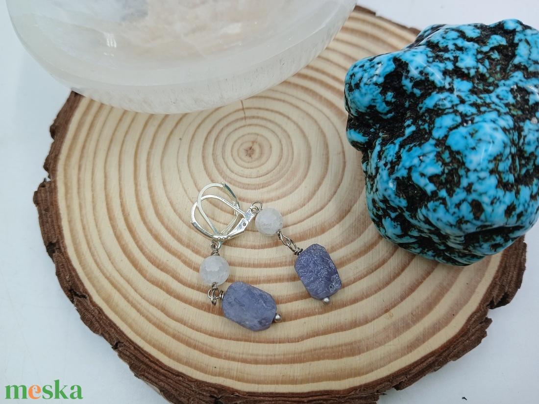 Tanzanit füli- a belső bölcsesség köve - ékszer - fülbevaló - lógó fülbevaló - Meska.hu