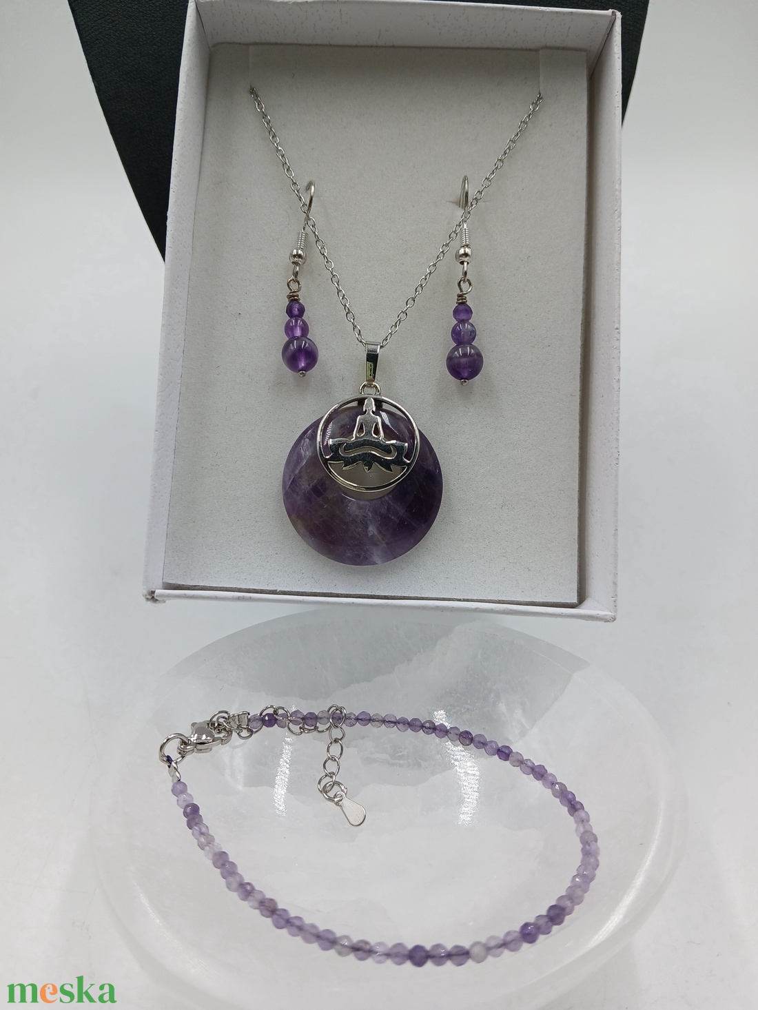 Ametiszt szett- a csend és bölcsesség köve - ékszer - ékszerszett - Meska.hu
