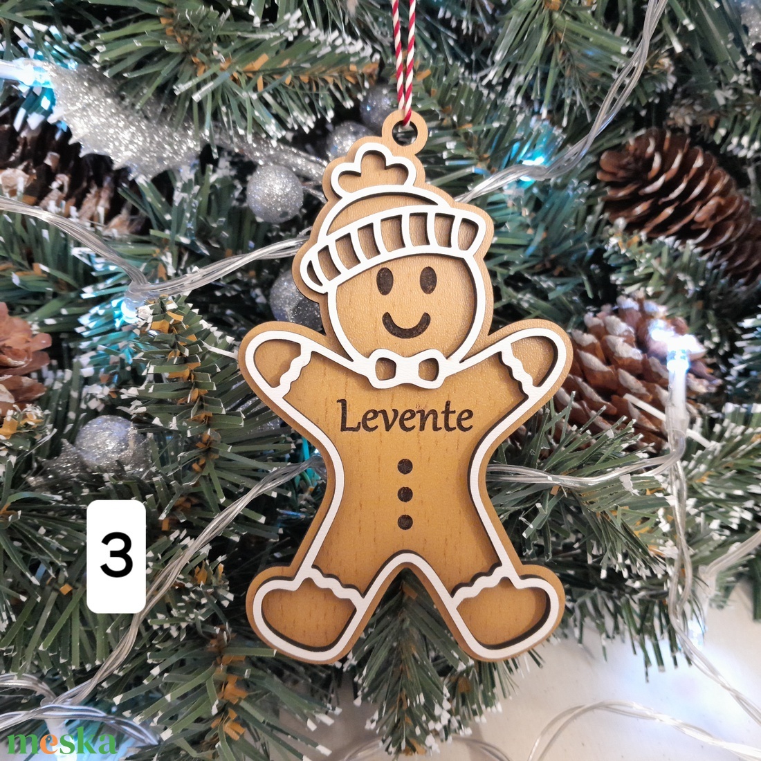 Mézeskalács karácsonyfadíszek névvel! - karácsony - karácsonyi lakásdekoráció - karácsonyfadíszek - Meska.hu