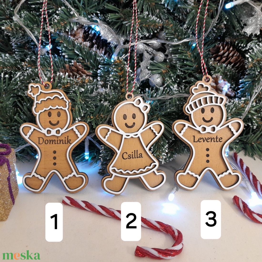 Mézeskalács karácsonyfadíszek névvel! - karácsony - karácsonyi lakásdekoráció - karácsonyfadíszek - Meska.hu
