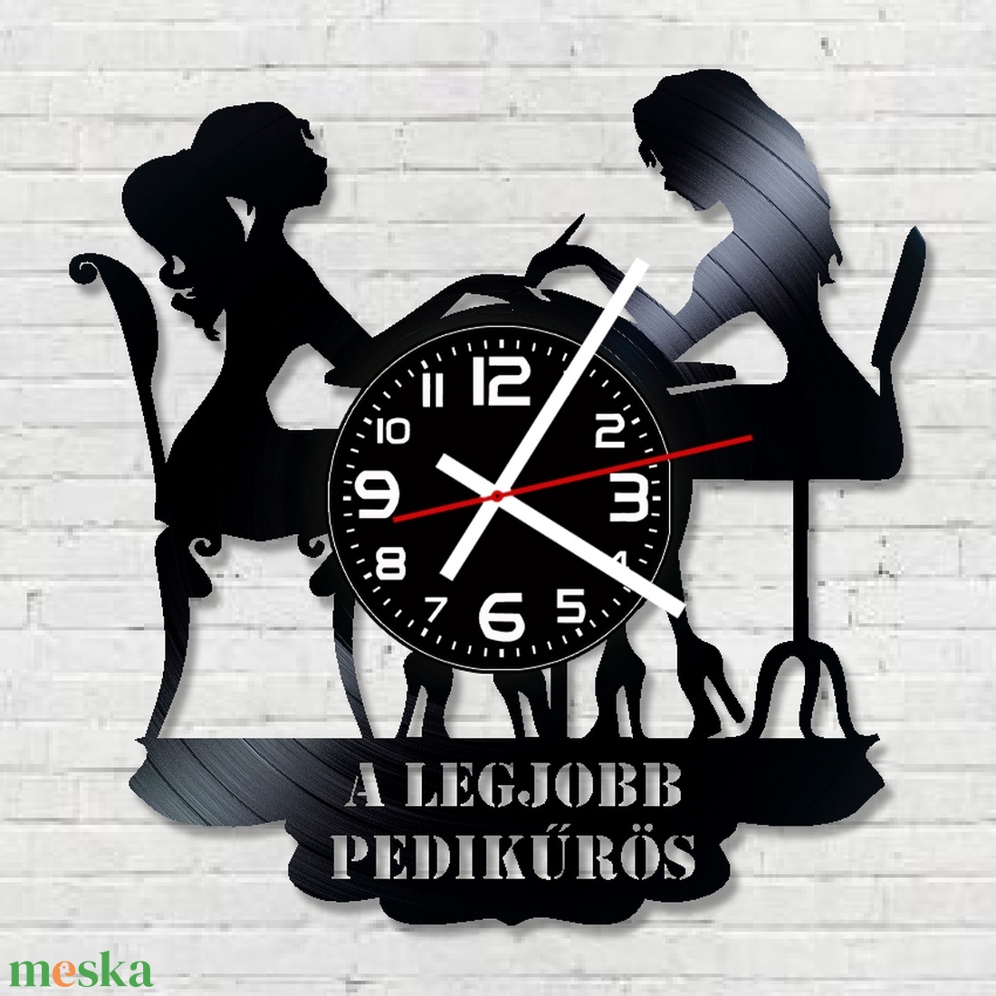 Műkörmös, manikűrös, pedikűrös bakelitlemez falióra! - otthon & életmód - dekoráció - fali és függő dekoráció - falióra & óra - Meska.hu