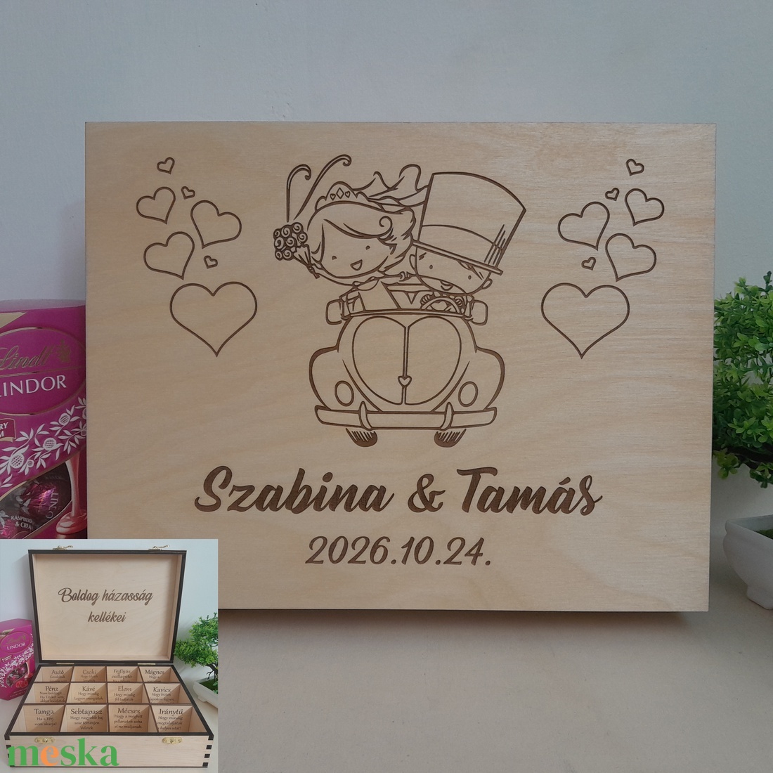 Boldog házasság kellékei doboz - esküvő - emlék & ajándék - doboz - Meska.hu