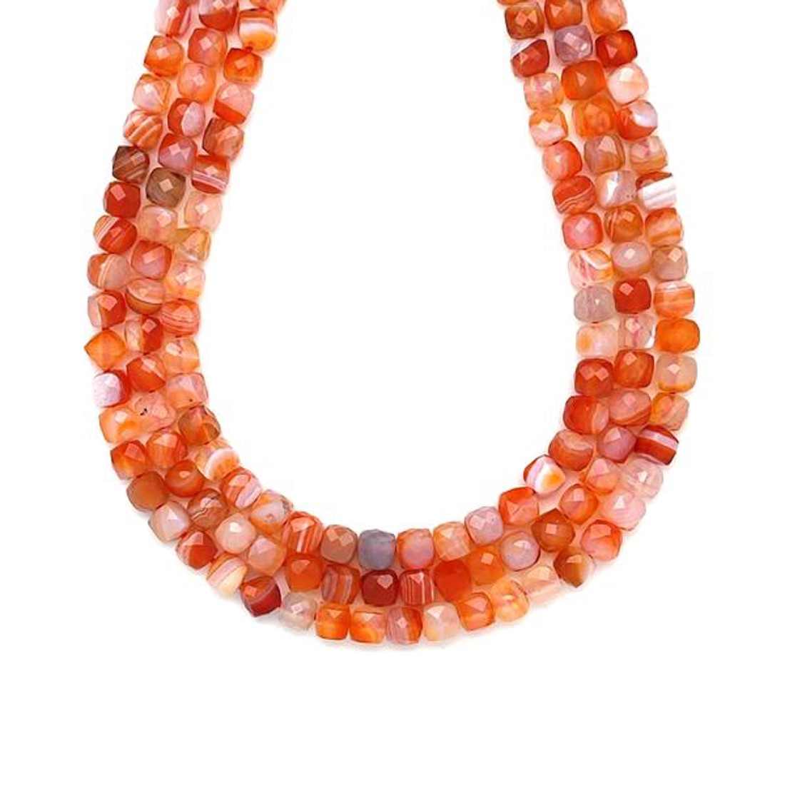 Karneol fazettált kocka 5-6x5-6mm ékszerkészítő alapanyag (füzér) - kellékek & szerszámok - ásvány alapanyag - ásványfüzér - Meska.hu