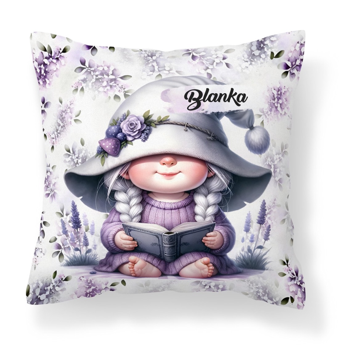 Névvel kérhető - Könyvmoly levendulás manólány mintás párna - otthon & életmód - lakástextil - párna & párnahuzat - díszpárna (belsővel együtt) - Meska.hu