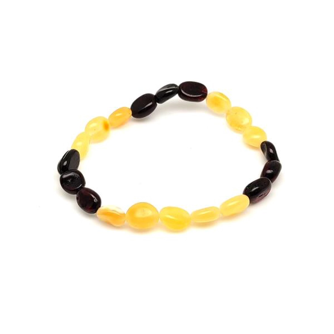 Borostyán sötét barna sárga pebble karkötő 7-9x5-7mm - ékszer - karkötő - ásványkarkötő - Meska.hu