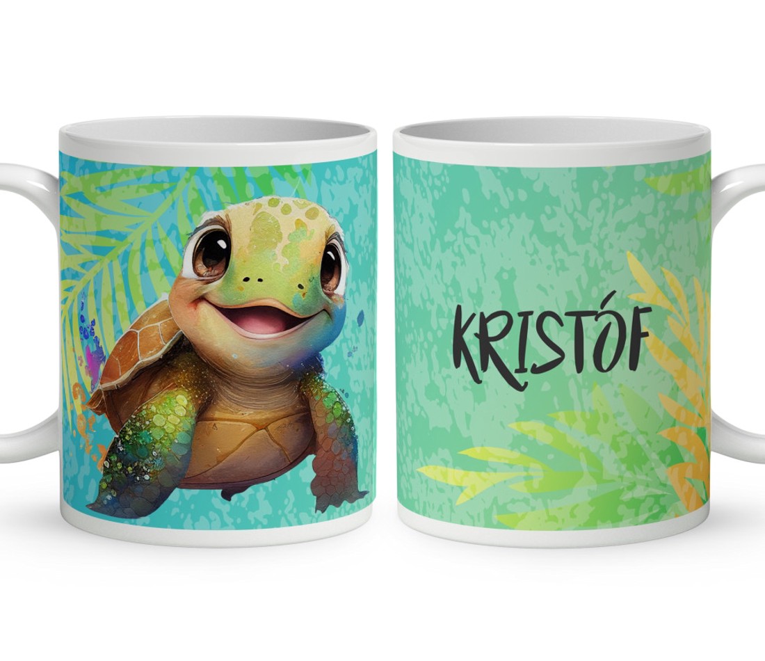 Névvel kérhető - Kék cuki teknős mintás bögre - otthon & életmód - konyhafelszerelés, tálalás - tálalás - bögre & csésze - Meska.hu