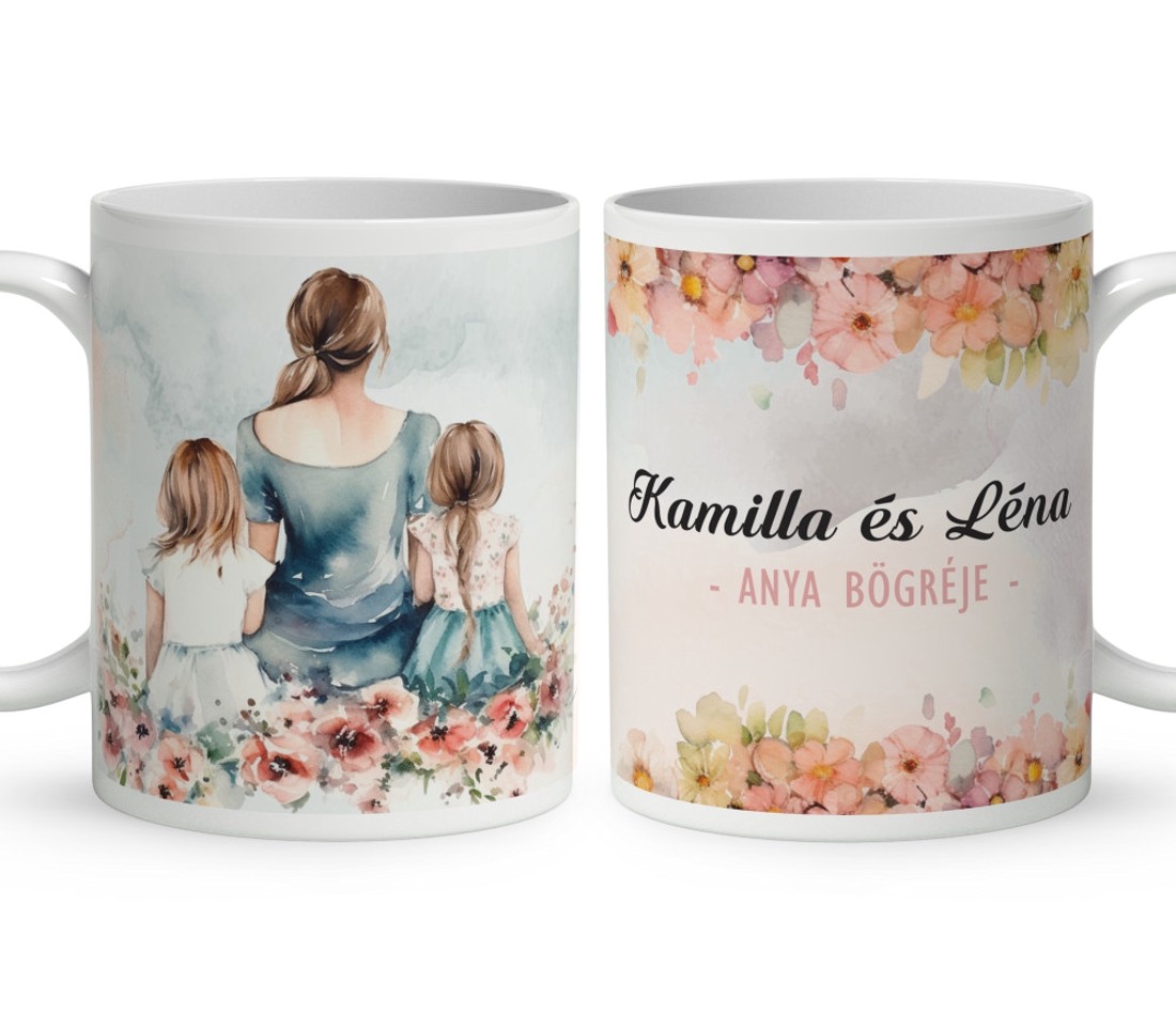 Kérd a neveddel - Anya és a lányok mintás bögre - otthon & életmód - konyhafelszerelés, tálalás - tálalás - bögre & csésze - Meska.hu