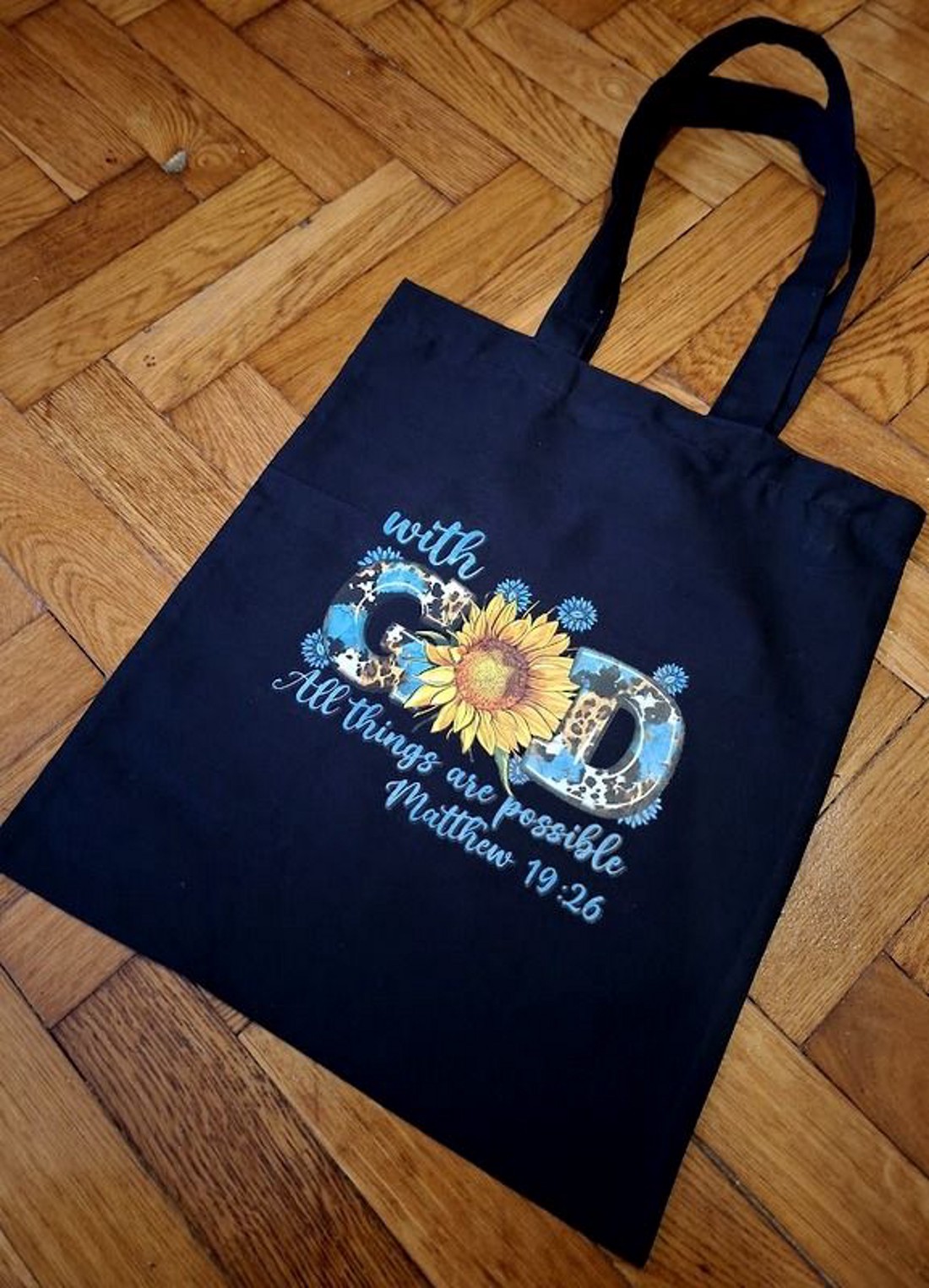 Bibliai igés szatyor- WITH GOD ALL THINGS ARE POSSIBLE-Máté 19.26-012 - táska & tok - bevásárlás & shopper táska - shopper, textiltáska, szatyor - Meska.hu