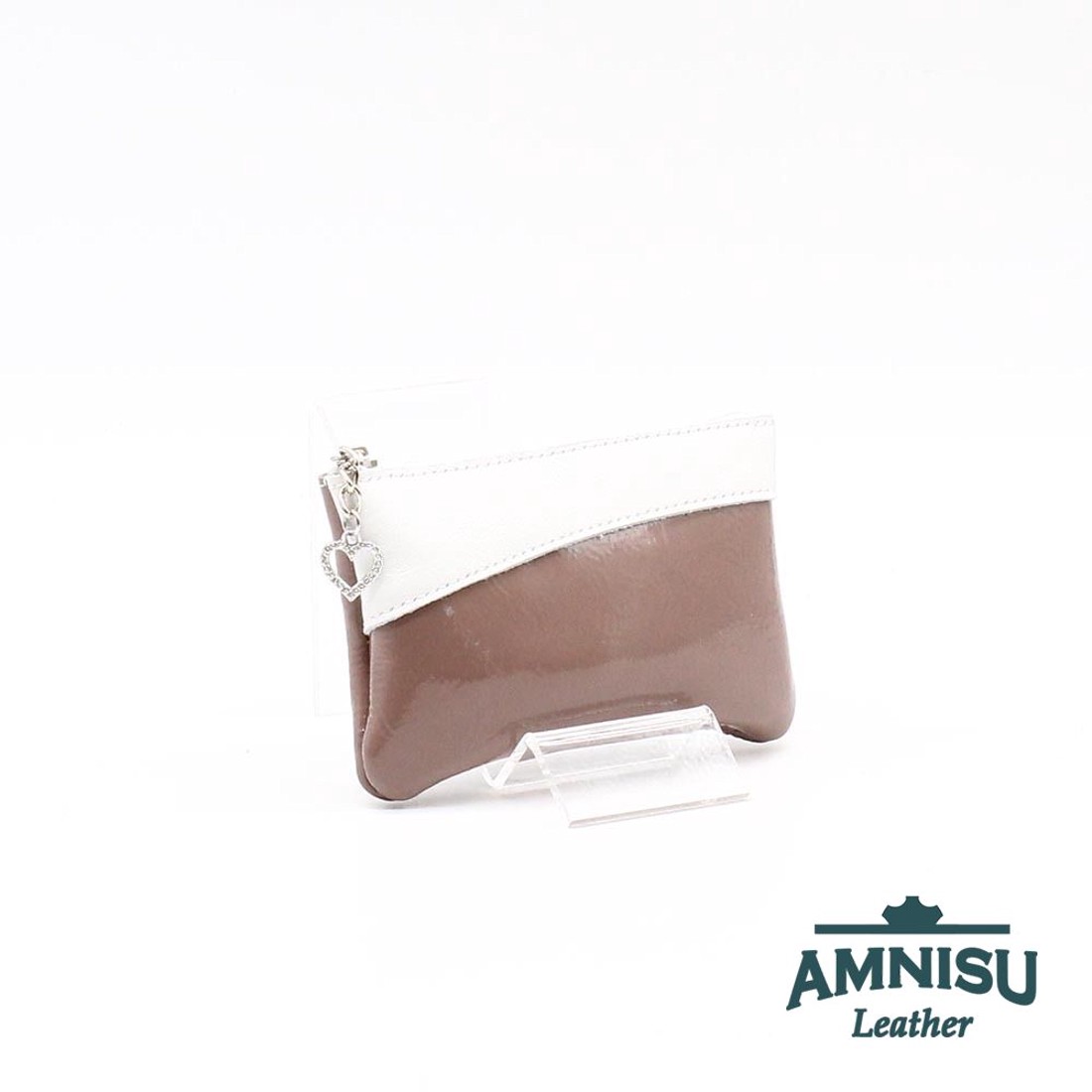 Cappuccino lakk - fehér ívelt egy cipzáras kulcstartó C9007 - táska & tok - kulcstartó & táskadísz - kulcstartó - Meska.hu