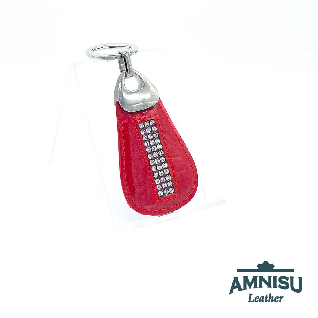 Piros lakk krokkómintás csepp alakú kristály köves kulcstartó H5008 -  - Meska.hu