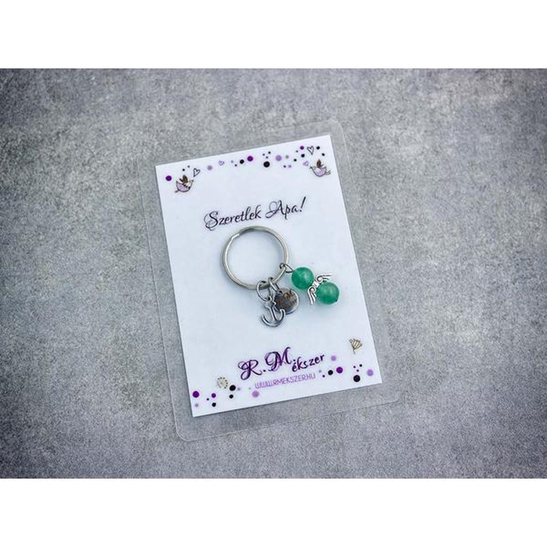 Szeretlek Apa kulcstartó aventurinnal - táska & tok - kulcstartó & táskadísz - kulcstartó - Meska.hu