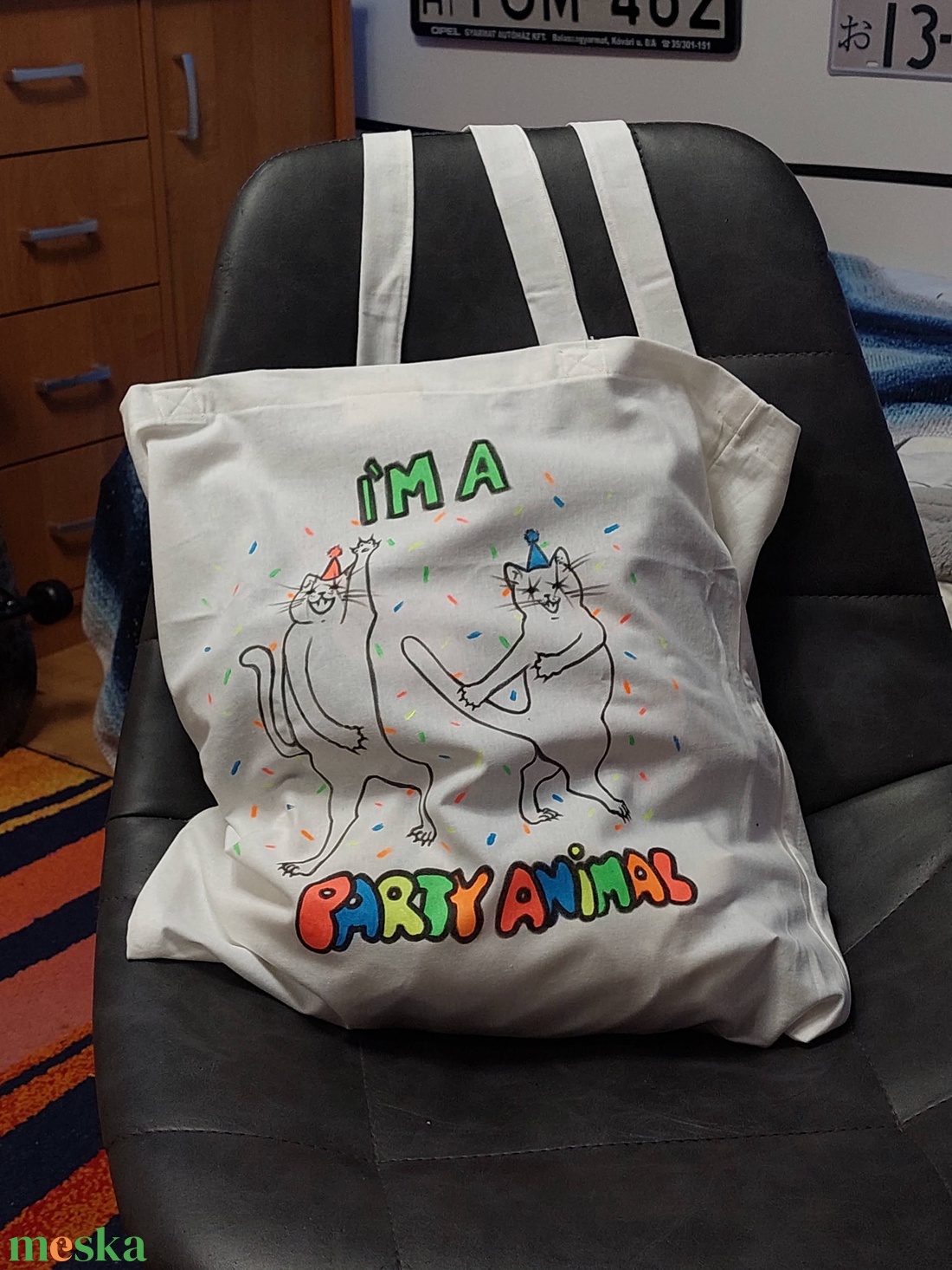Party Animal cicás vászontáska - táska & tok - bevásárlás & shopper táska - shopper, textiltáska, szatyor - Meska.hu