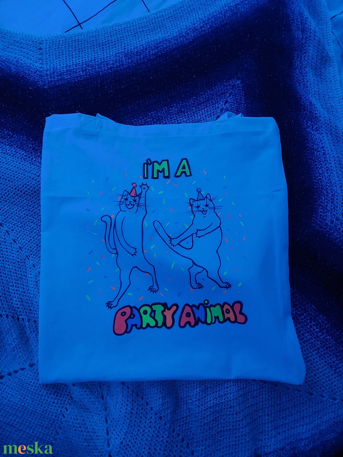Party Animal cicás vászontáska - táska & tok - bevásárlás & shopper táska - shopper, textiltáska, szatyor - Meska.hu