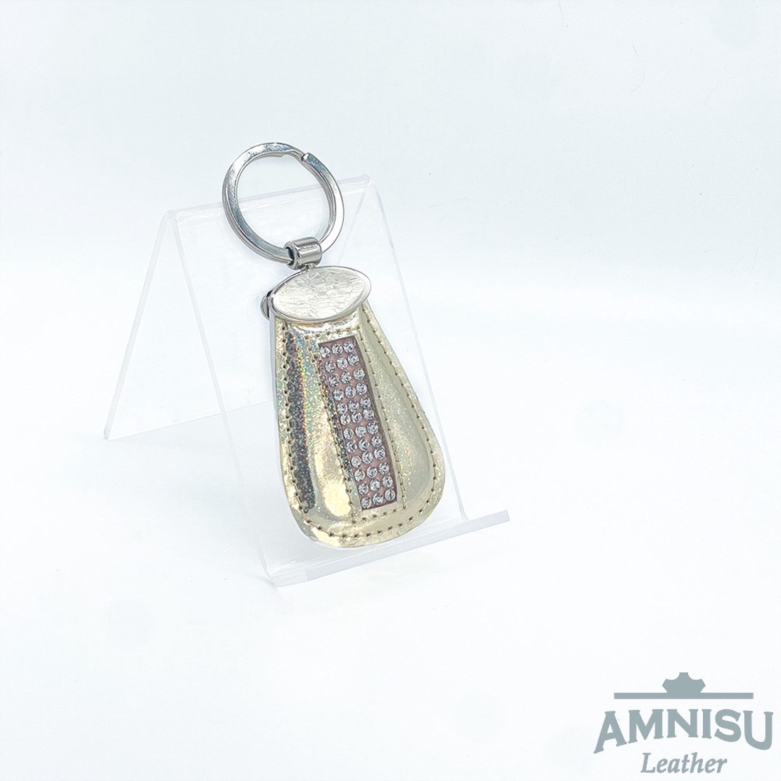 Hologramos arany csepp alakú swarovski köves bőr kulcstartó H2002OK - táska & tok - kulcstartó & táskadísz - kulcstartó - Meska.hu