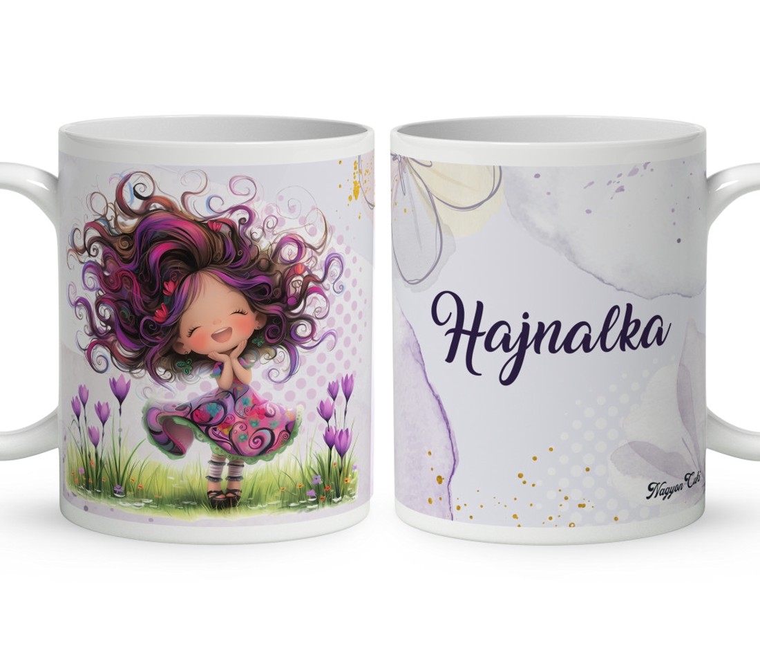 Névvel kérhető - Bájos krókusz virágos tündér mintás bögre - otthon & életmód - konyhafelszerelés, tálalás - tálalás - bögre & csésze - Meska.hu