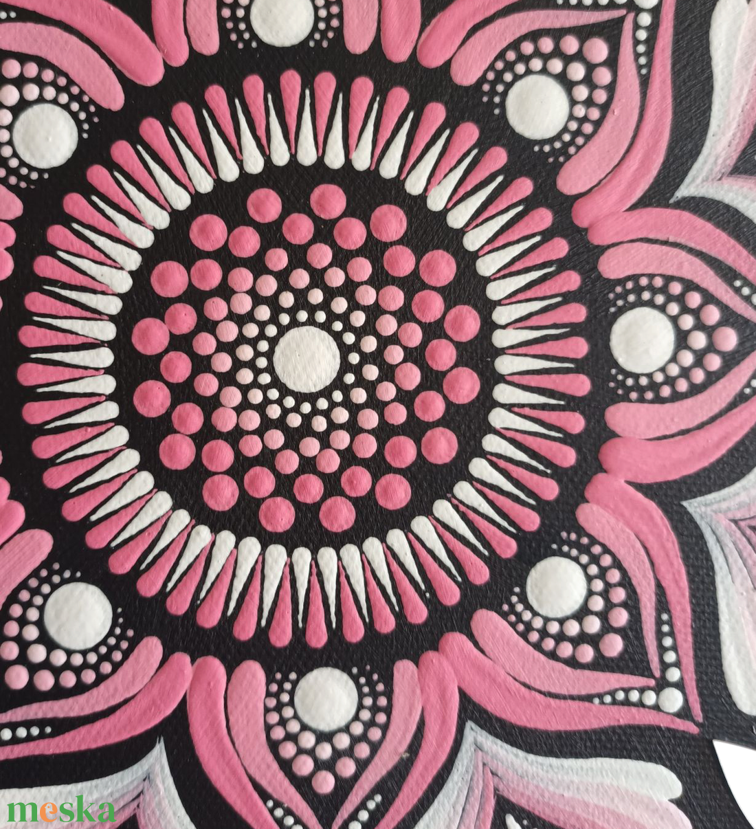 Egyedi mandala, fekete alapon rózsaszín és fehér színnel - otthon & életmód - dekoráció - spiritualitás - mandala - Meska.hu Egyedi mandala, fekete alapon rózsaszín és fehér színnel - otthon & életmód - dekoráció - spiritualitás - mandala - Meska.hu