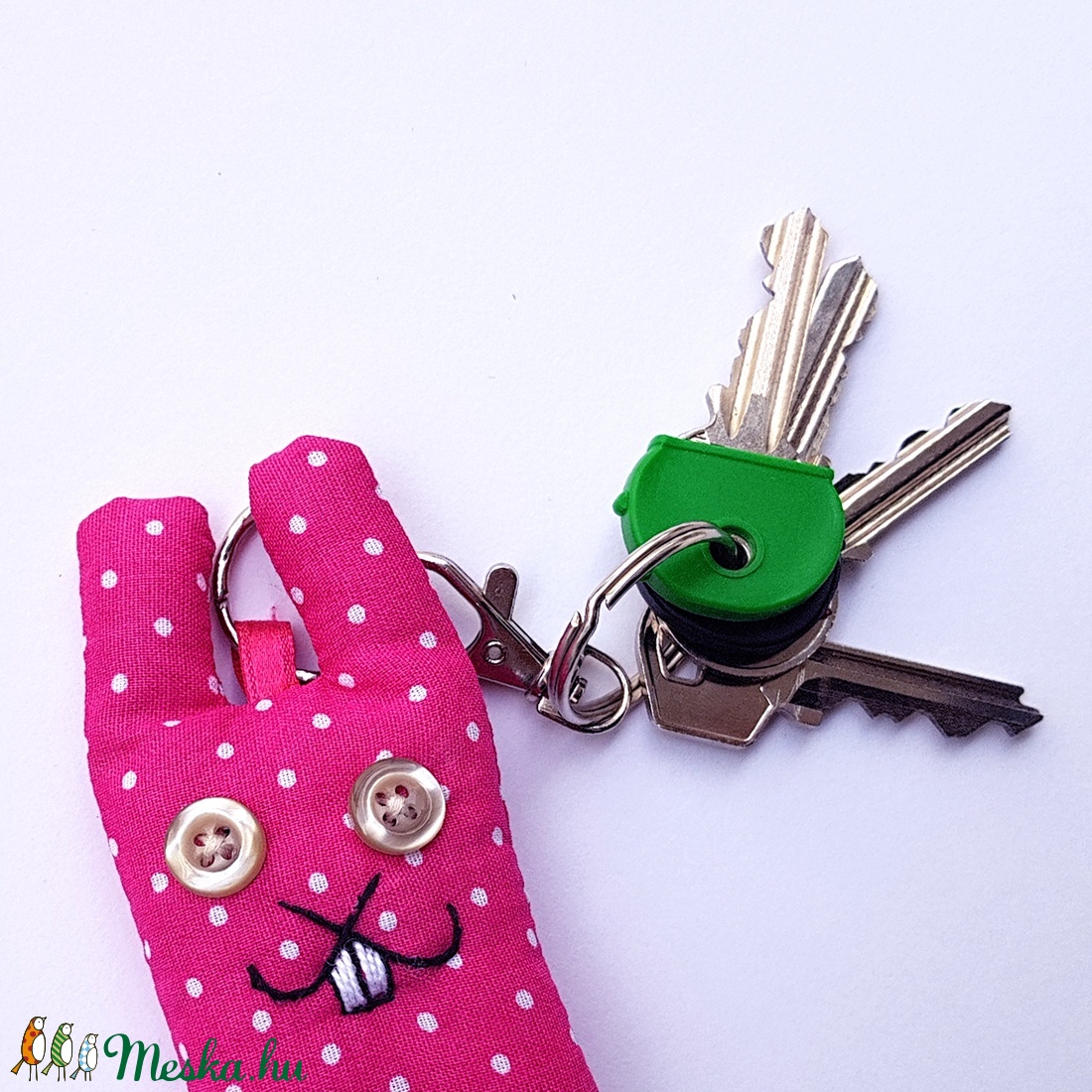 Pink pöttyös nyuszi kulcstartó - nemcsak húsvétra! - - Meska.hu Pink pöttyös nyuszi kulcstartó - nemcsak húsvétra! - - Meska.hu