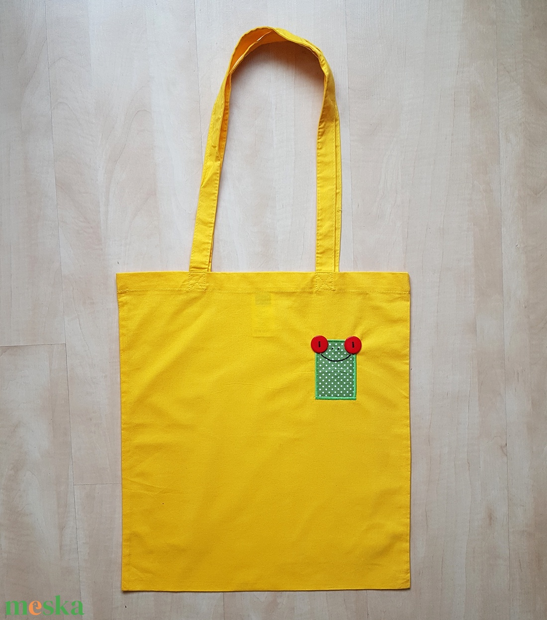 Hosszúfülű sárga szatyor pirosszemű zöld brekivel - táska & tok - bevásárlás & shopper táska - shopper, textiltáska, szatyor - Meska.hu Hosszúfülű sárga szatyor pirosszemű zöld brekivel - táska & tok - bevásárlás & shopper táska - shopper, textiltáska, szatyor - Meska.hu