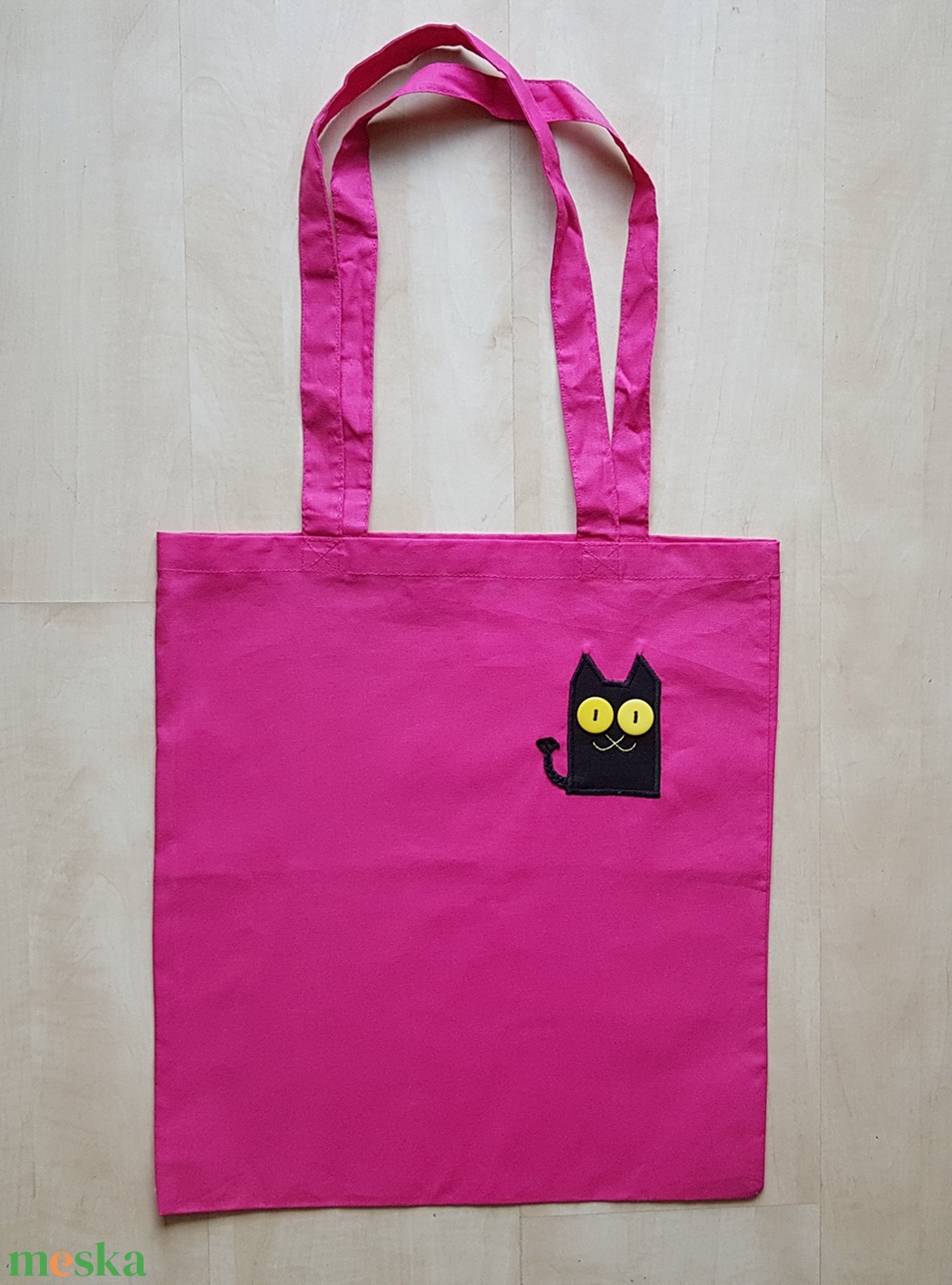 Pink szatyor fekete cicával, hosszú füllel - táska & tok - bevásárlás & shopper táska - shopper, textiltáska, szatyor - Meska.hu Pink szatyor fekete cicával, hosszú füllel - táska & tok - bevásárlás & shopper táska - shopper, textiltáska, szatyor - Meska.hu
