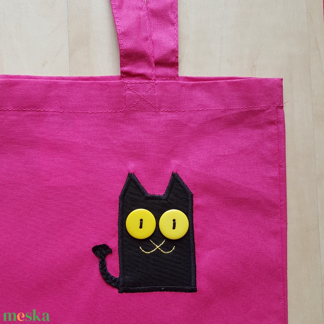Pink szatyor fekete cicával, hosszú füllel - táska & tok - bevásárlás & shopper táska - shopper, textiltáska, szatyor - Meska.hu Pink szatyor fekete cicával, hosszú füllel - táska & tok - bevásárlás & shopper táska - shopper, textiltáska, szatyor - Meska.hu