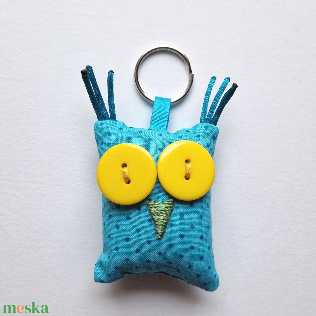 Kék Uhu - pöttyös bagoly kulcstartó - táska & tok - kulcstartó & táskadísz - kulcstartó - Meska.hu