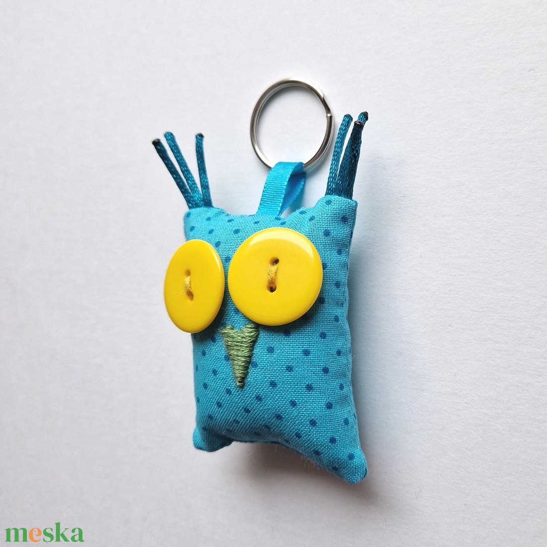 Kék Uhu - pöttyös bagoly kulcstartó - táska & tok - kulcstartó & táskadísz - kulcstartó - Meska.hu