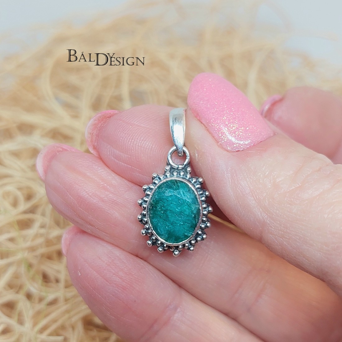 Ezüst smaragd medál - ékszer - nyaklánc - medál - Meska.hu