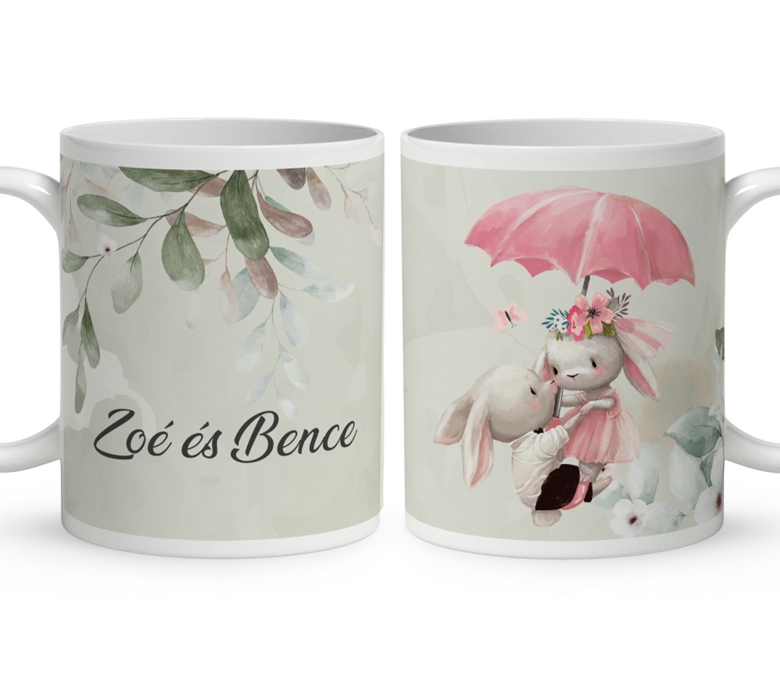 Kérd a neveddel Nyuszis - Repülj velem! mintás bögre - otthon & életmód - konyhafelszerelés, tálalás - tálalás - bögre & csésze - Meska.hu