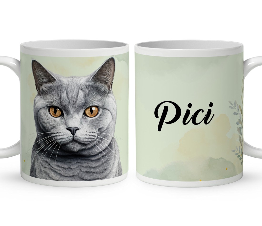 Névvel kérhető - Brit rövidszőrű macska portré mintás bögre - otthon & életmód - konyhafelszerelés, tálalás - tálalás - bögre & csésze - Meska.hu