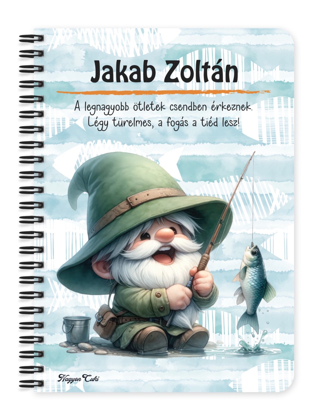 Személyre szabható - Boldog horgász manó mintás A6-os füzet - otthon & életmód - papír, írószer - jegyzetfüzet & napló - Meska.hu