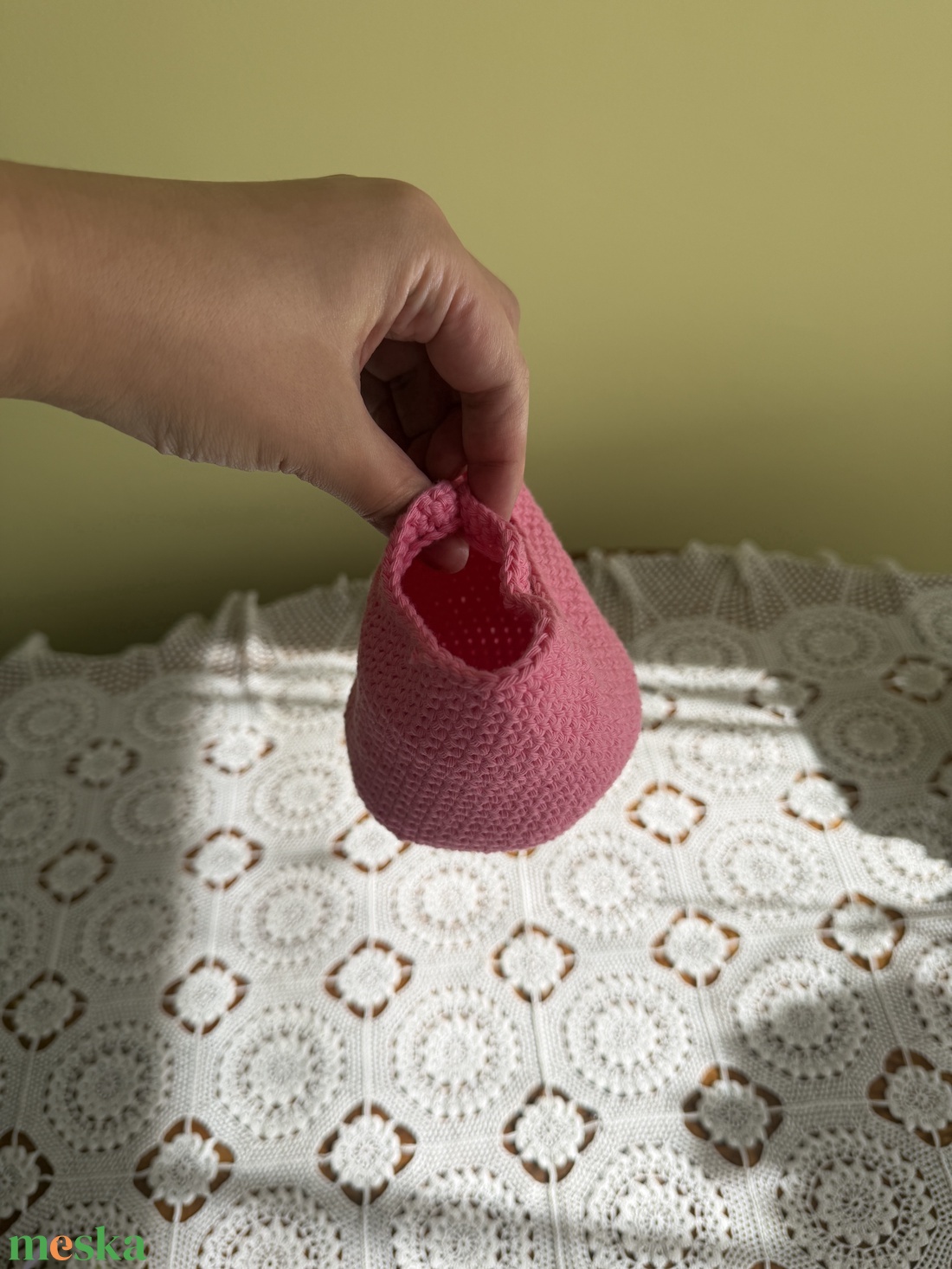 Mini horgolt tároló - otthon & életmód - fürdőszoba - fürdőszobai tároló - Meska.hu