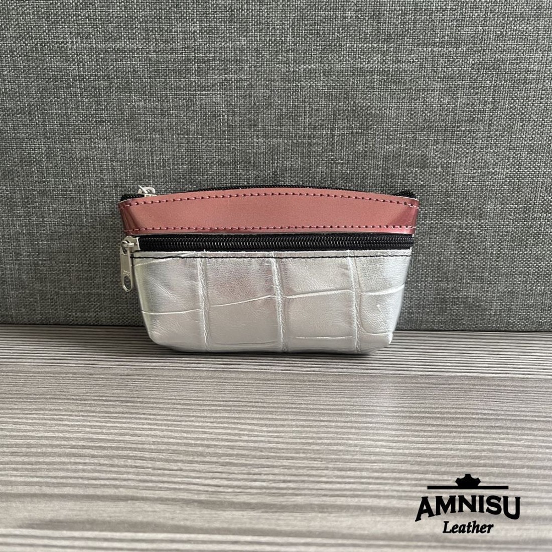 Ezüst krokkómintás - rosegold kettő cipzáras kulcstartó B1002 - táska & tok - kulcstartó & táskadísz - kulcstartó - Meska.hu