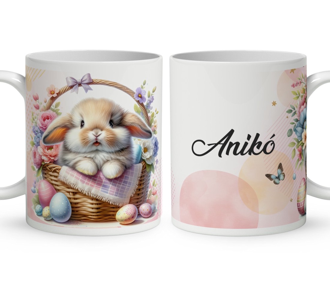 Névvel kérhető - A legcukibb húsvéti nyuszi mintás bögre - otthon & életmód - konyhafelszerelés, tálalás - tálalás - bögre & csésze - Meska.hu