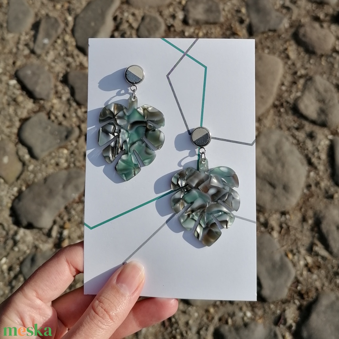 MONSTERA+ beton+akril fülbevaló - ezüst - ékszer - fülbevaló - csillár fülbevaló - Meska.hu MONSTERA+ beton+akril fülbevaló - ezüst - ékszer - fülbevaló - csillár fülbevaló - Meska.hu