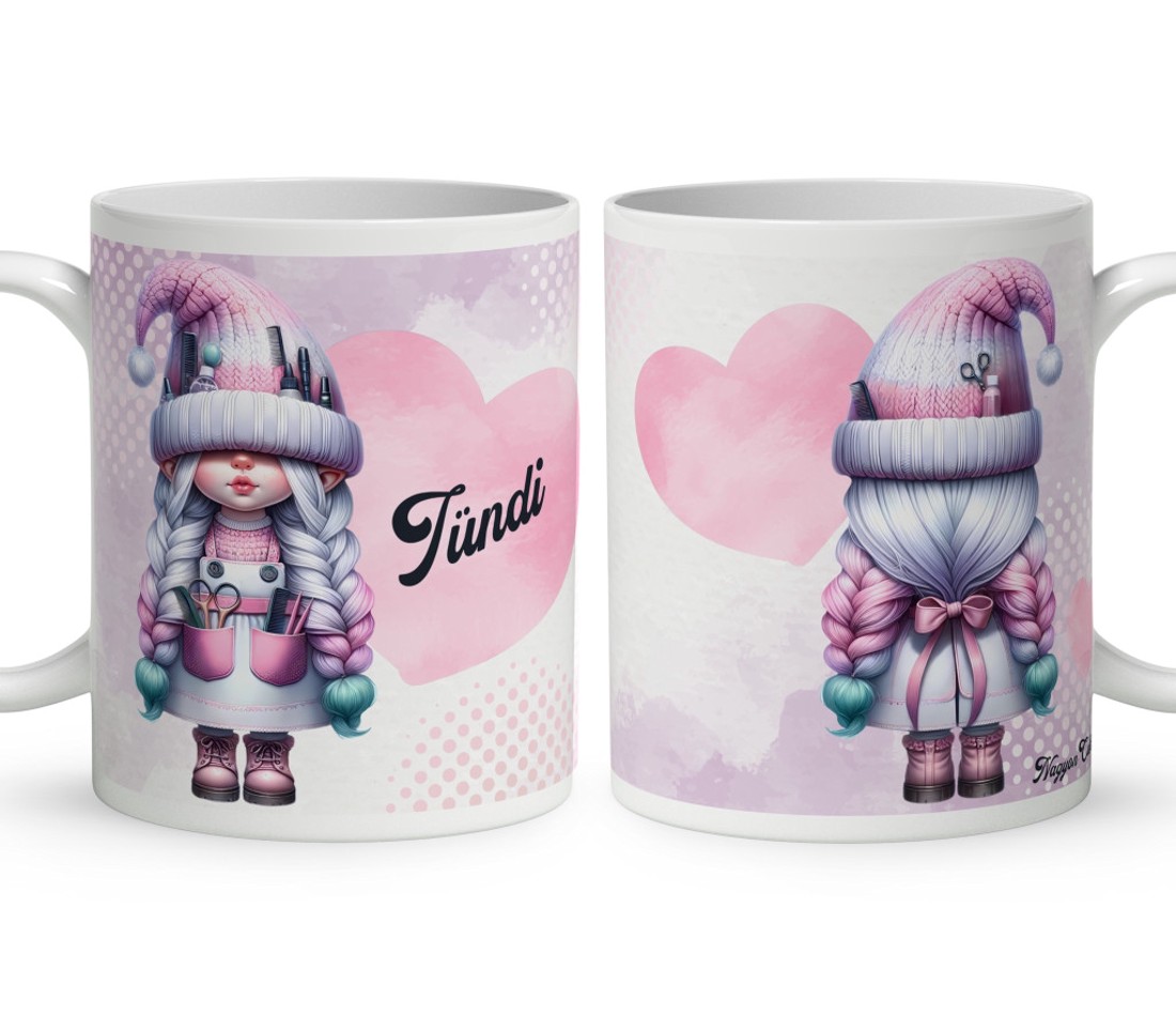 Névvel kérhető - Tündéri két oldalas Fodrász manólány mintás bögre - otthon & életmód - konyhafelszerelés, tálalás - tálalás - bögre & csésze - Meska.hu