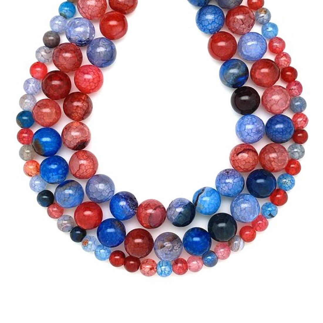 Achát hőkezelt szinezett kék piros golyó 6mm  ékszerkészítő alapanyag (füzér) - kellékek & szerszámok - ásvány alapanyag - ásványfüzér - Meska.hu