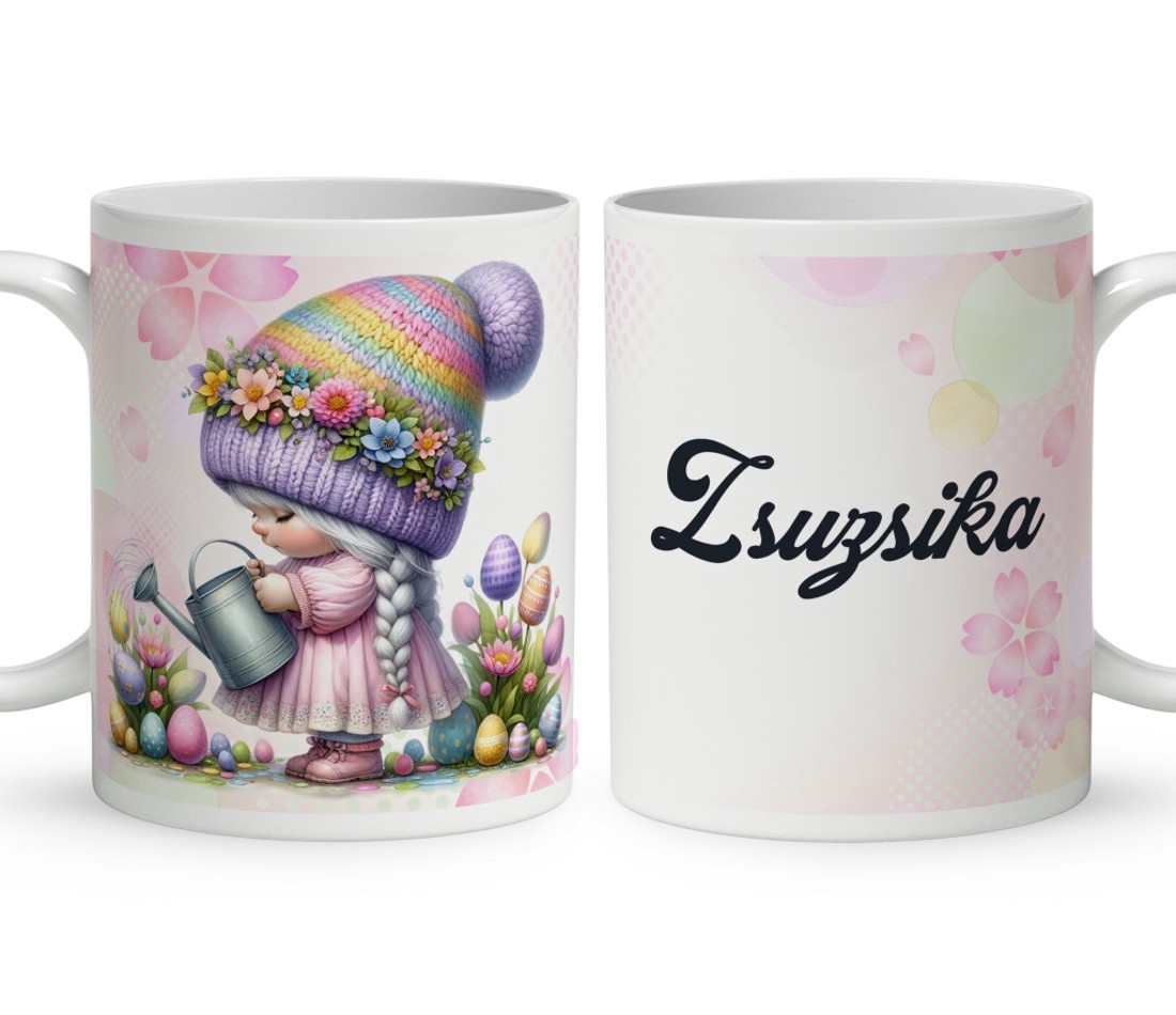 Névvel kérhető - Locsoló Húsvéti manólány mintás bögre - otthon & életmód - konyhafelszerelés, tálalás - tálalás - bögre & csésze - Meska.hu