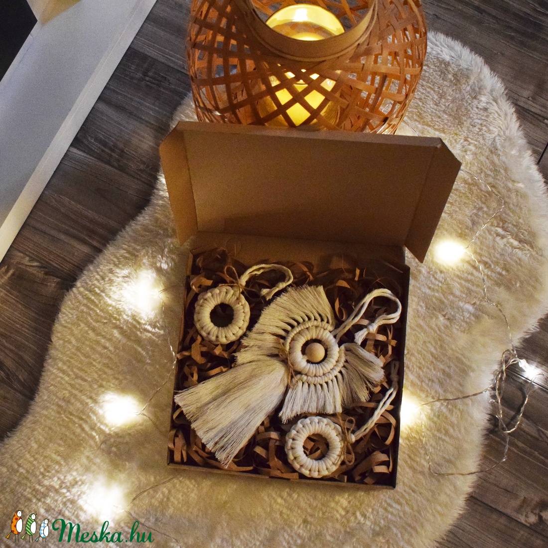 Natúr karácsonyi díszek (3x) díszdobozban - otthon & életmód - dekoráció - Meska.hu