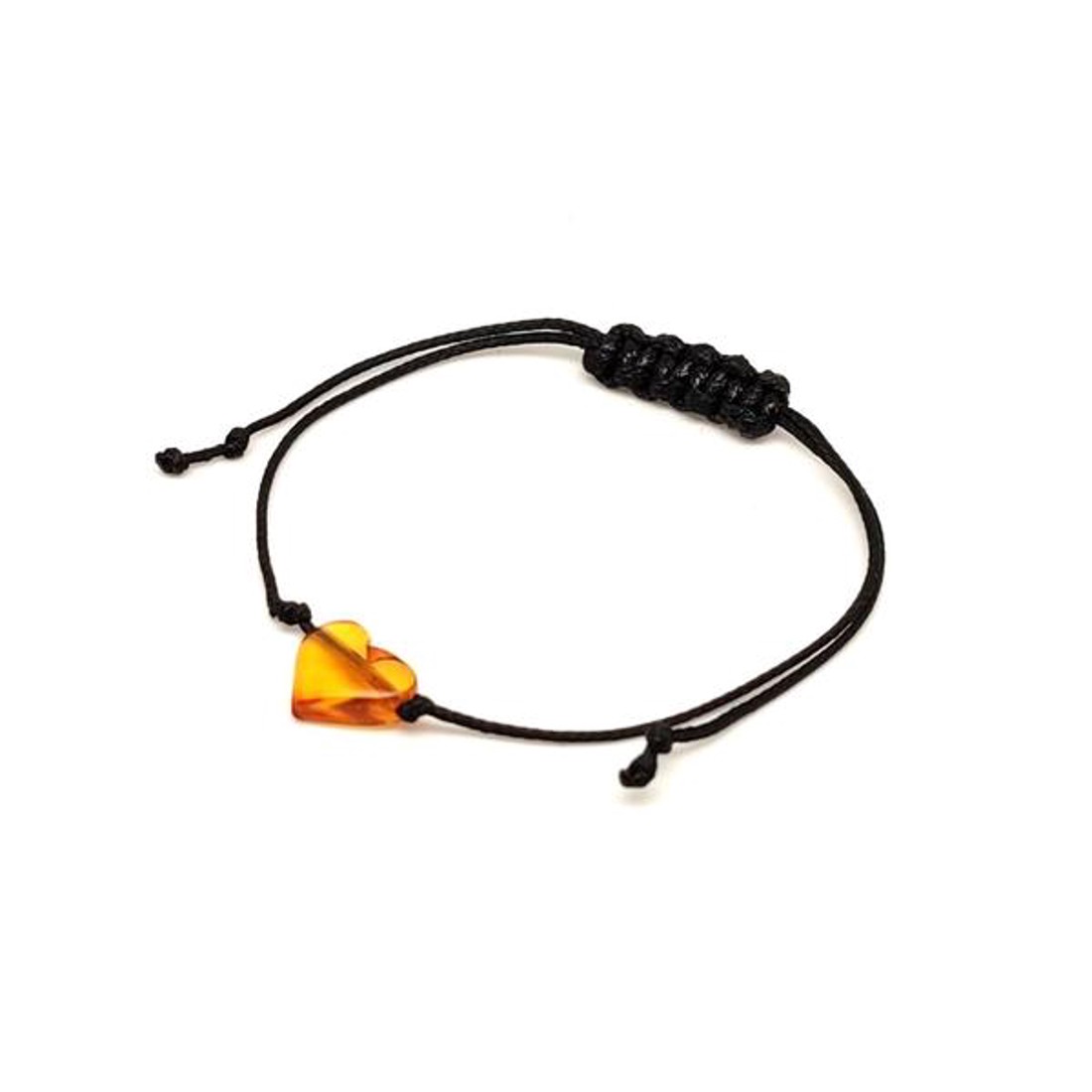 Borostyán állítható cérna szív karkötő 9x11mm - ékszer - karkötő - ásványkarkötő - Meska.hu