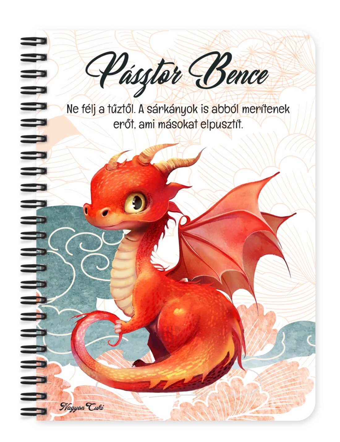 Személyre szabható - A legédesebb tűzsárkány mintás A5-ös füzet - otthon & életmód - papír, írószer - jegyzetfüzet & napló - Meska.hu
